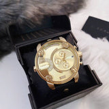 Diesel Mr Daddy Gold Dial Black Leather Strap Watch For Men - DZ7363 Buy Now By Diesel