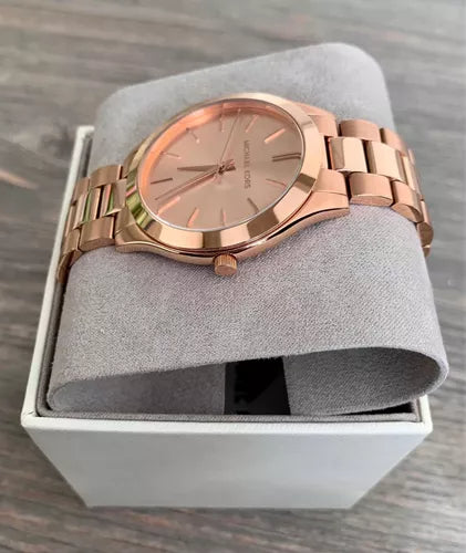 Michael Kors Mini Slim Runway Chronograph Quartz Rose Gold Dial Rose Gold Steel Strap Watch For Women - MK3205 Buy Now By Michael Kors