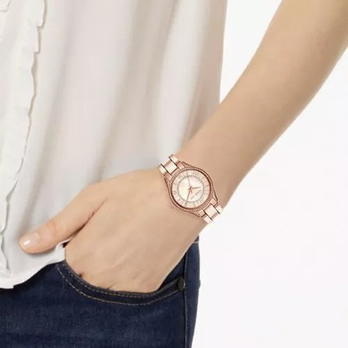 Michael Kors Lauryn Mother of Pearl Dial Rose Gold Dial Rose Gold Steel Strap Watch For Women - MK4491 Buy Now By Michael Kors