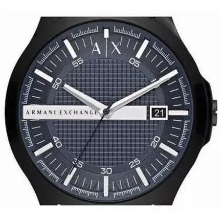 Armani Exchange Hampton Quartz Blue Dial Black Leather Strap Watch for Men - AX2411 Buy Now By Armani Exchange