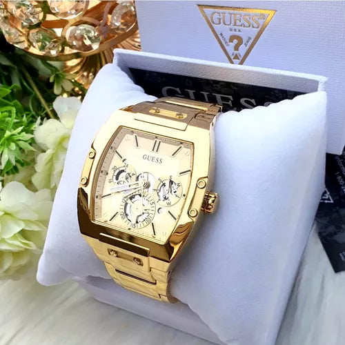 Guess Phoenix Multi Function Gold Dial Gold Steel Strap Watch for Men - GW0456G2 Buy Now By Guess