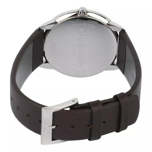 Calvin Klein Minimal Silver Dial Brown Leather Strap Watch for Men - K3M211G6 Buy Now By Calvin Klein