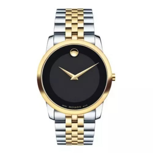 Movado Museum Classic Black Dial Two Tone Steel Strap Watch For Men - 606899 Buy Now By Movado