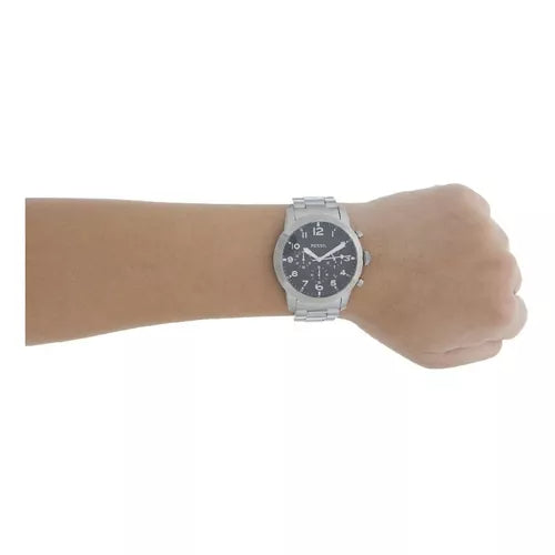Fossil Pilot Chronograph Black Dial Silver Steel Strap Watch for Men - FS5141 Buy Now By Fossil