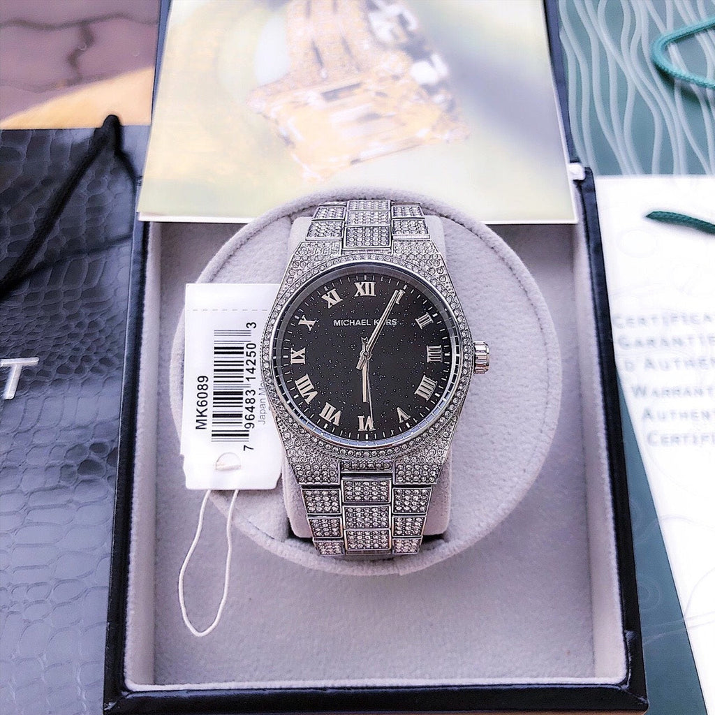 Michael Kors Channing Diamonds Black Dial Silver Steel Strap Watch for Women - MK6089 Buy Now By Michael Kors