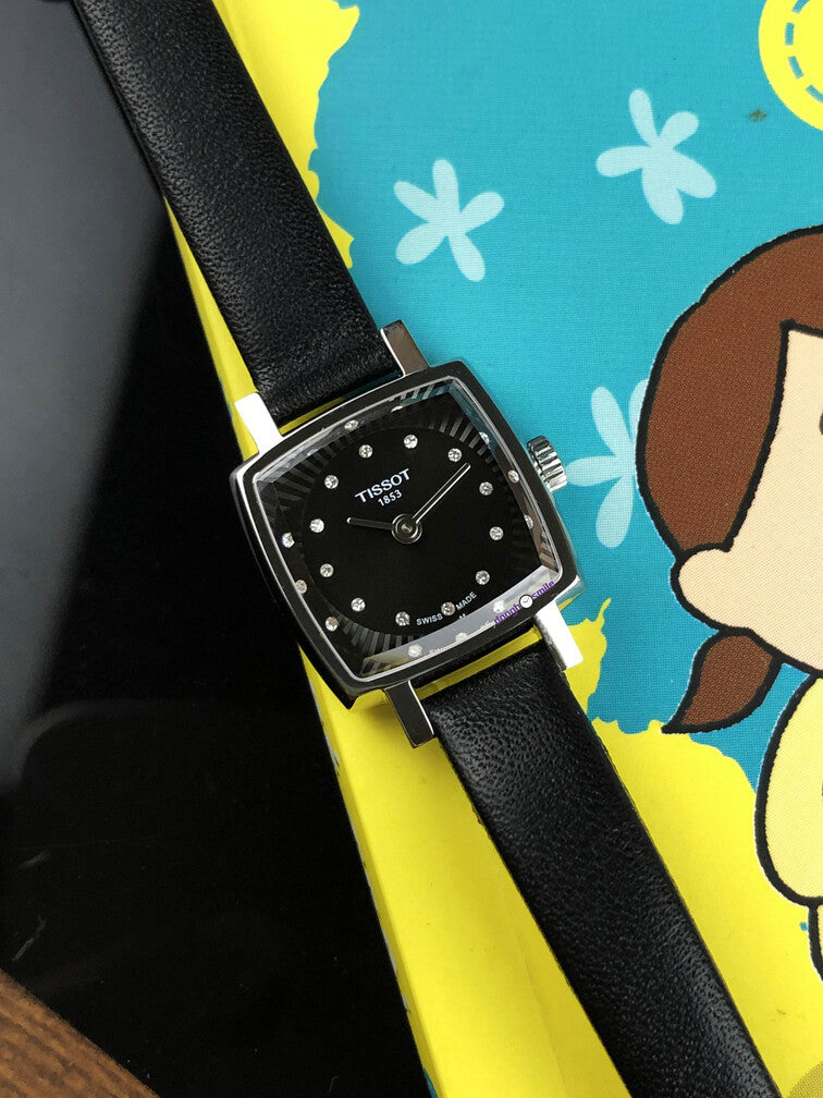 Tissot Lovely Square Quartz Diamonds Black Dial Black Leather Strap Watch For Women - T058.109.16.056.00 Buy Now By Tissot