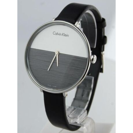 Calvin Klein Rise White Grey Dial Black Leather Strap Watch for Women - K7A231C3 Buy Now By Calvin Klein