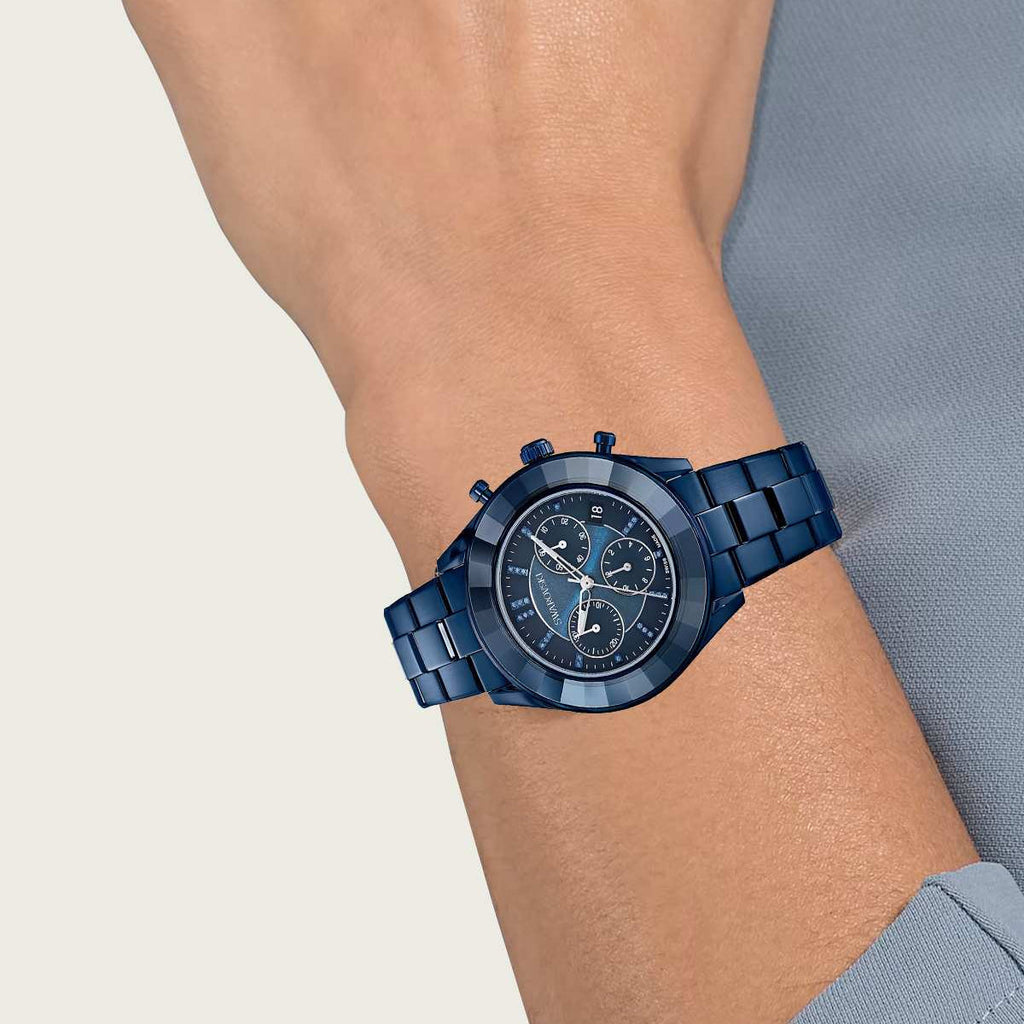Swarovski Octea Lux Sport Chronograph Blue Dial Blue Steel Strap Watch for Women - 5610475 Buy Now By Swarovski