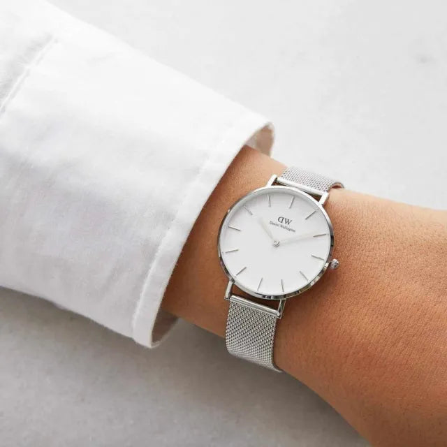 Daniel Wellington Petite Sterling White Dial Silver Mesh Bracelet Watch For Women - DW00100164 Buy Now By Daniel Wellington