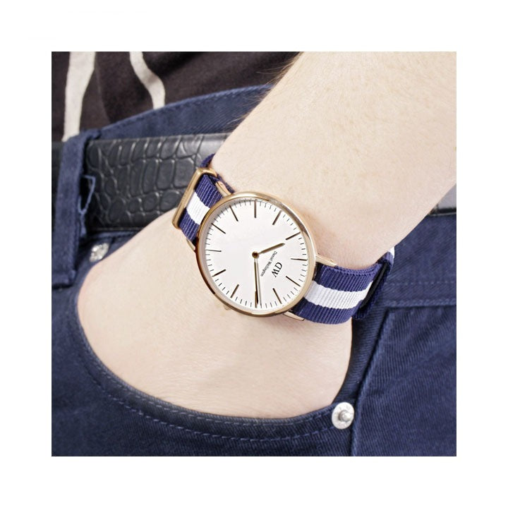 Daniel Wellington Classic Glasgow White Dial Two Tone NATO Strap Watch for Men - DW00100004 Buy Now By Daniel Wellington