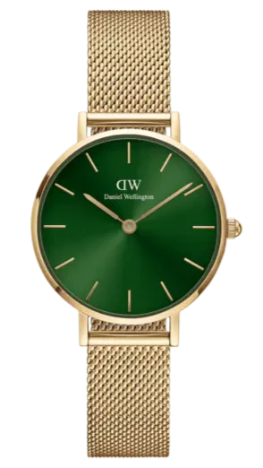 Daniel Wellington Petite Emerald Green Dial Gold Mesh Strap Watch For Women - DW00100479 Buy Now By Daniel Wellington