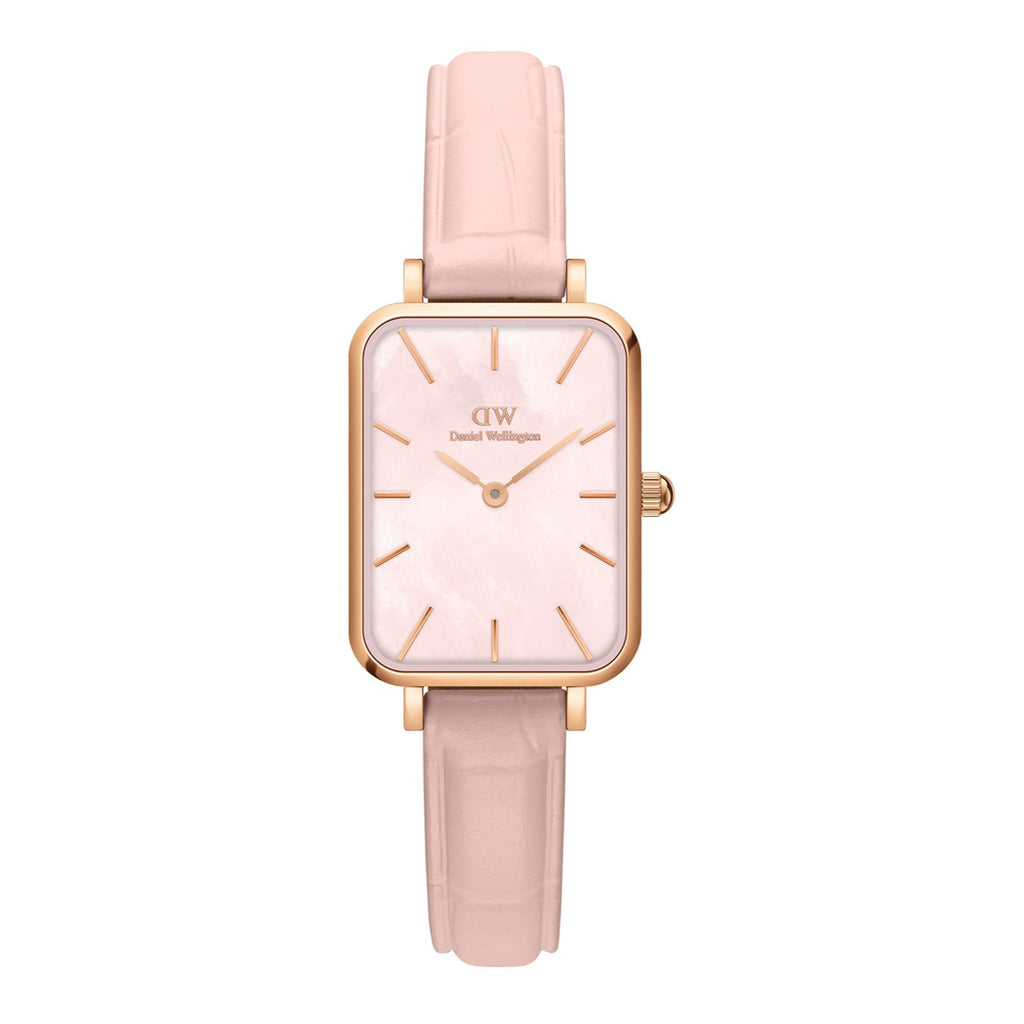 Daniel Wellington Quadro Pressed Mother of Pearl Pink Dial Pink Leather Strap Watch For Women - DW00100508 Buy Now By Daniel Wellington