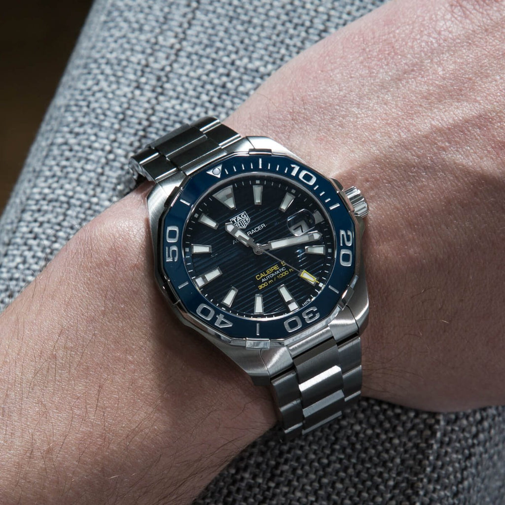 Tag Heuer Aquaracer Calibre 5 Blue Dial Silver Steel Strap Watch for Men - WAY211C.BA0928 Buy Now By Tag Heuer