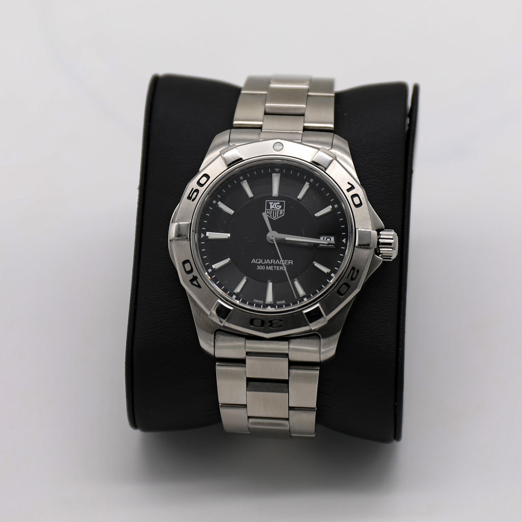 Tag Heuer Aquaracer Quartz Black Dial Silver Steel Strap Watch for Men - WAY1110.BA0928 Buy Now By Tag Heuer