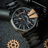 Diesel Mega Chief Chronograph Black Dial Black Steel Strap Watch For Men - DZ4309 Buy Now By Diesel