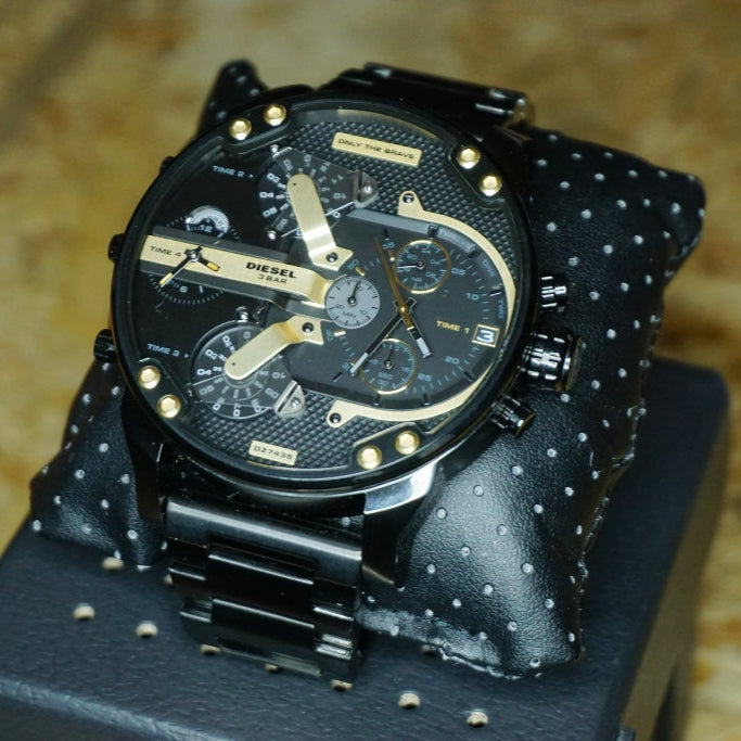 Diesel Mr. Daddy 2.0 Chronograph Black Dial Black Steel Strap Watch For Men - DZ7435 Buy Now By Diesel