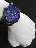Diesel Little Daddy Blue Dial Black Leather Strap Watch For Men - DZ7257 Buy Now By Diesel
