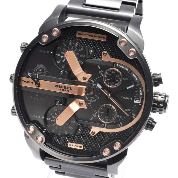 Diesel Big Daddy Chronograph Black Dial Black Steel Strap Watch For Men - DZ7312 Buy Now By Diesel