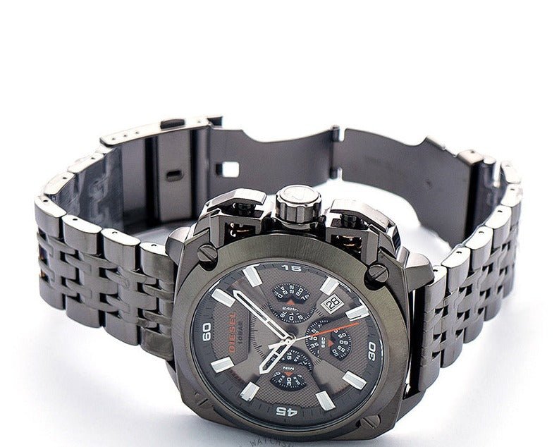Diesel BAMF Chronograph Gray Dial Gray Steel Strap Watch For Men - DZ7344 Buy Now By Diesel