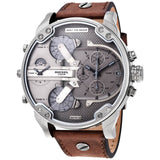 Diesel Mr Daddy Chronograph Grey Dial Brown Leather Strap Watch For Men - DZ7413 Buy Now By Diesel