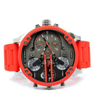 Diesel Mr Daddy 2.0 Chronograph Black Dial Red Silicone Strap Watch For Men - DZ7370 Buy Now By Diesel