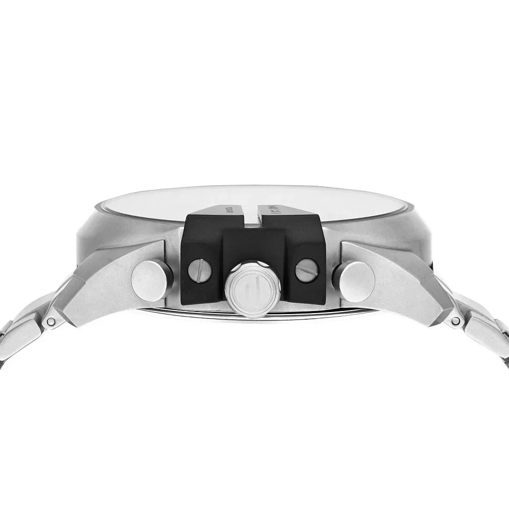 Diesel Mega Chief Chronograph Silver Dial Silver Steel Strap Watch For Men - DZ4501 Buy Now By Diesel