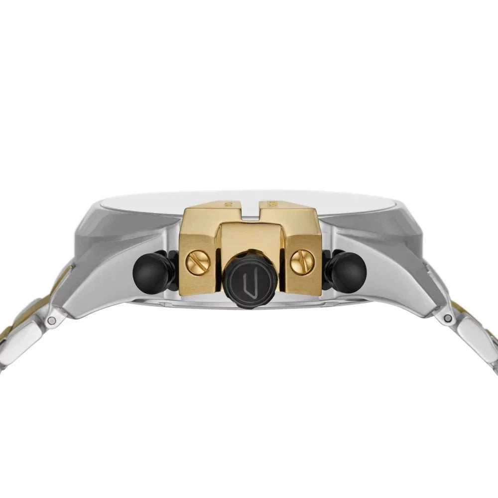 Diesel Mega Chief Chronograph Black Dial Two Tone Steel Strap Watch For Men - DZ4581 Buy Now By Diesel