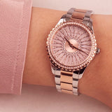 Michael Kors Layton Three Hand Pink Dial Two Tone Steel Strap Watch For Women - MK6894 Buy Now By Michael Kors