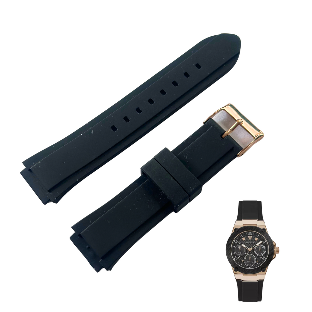 Guess Zena Chronograph Black Dial Black Rubber Strap Watch For Women - W1094L6 Buy Now By Guess