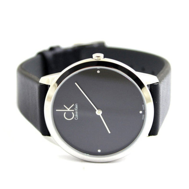 Calvin Klein Minimal Black Dial Black Leather Strap Watch for Men - K3M221CS Buy Now By Calvin Klein