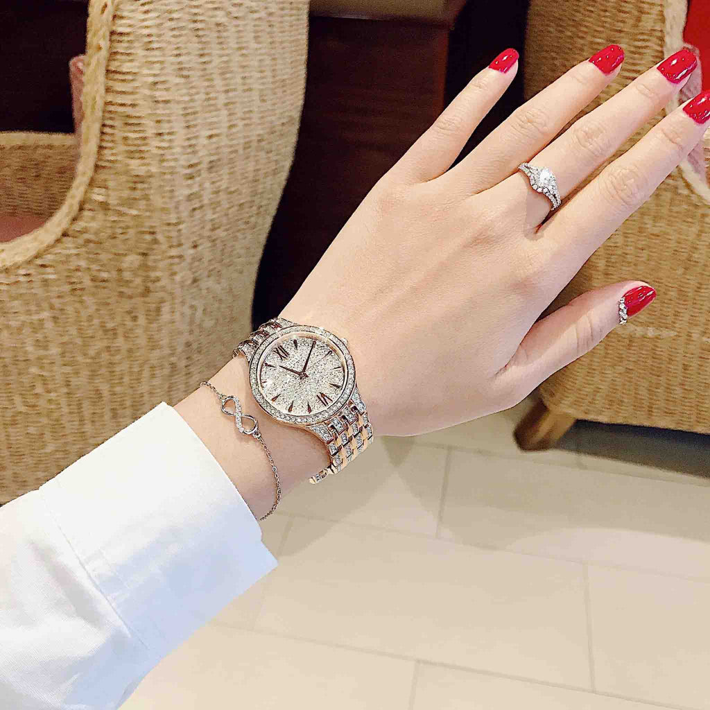 Bulova Crystal Collection Silver Crystals Dial Two Tone Steel Strap Watch for Women - 98L235 Buy Now By Bulova