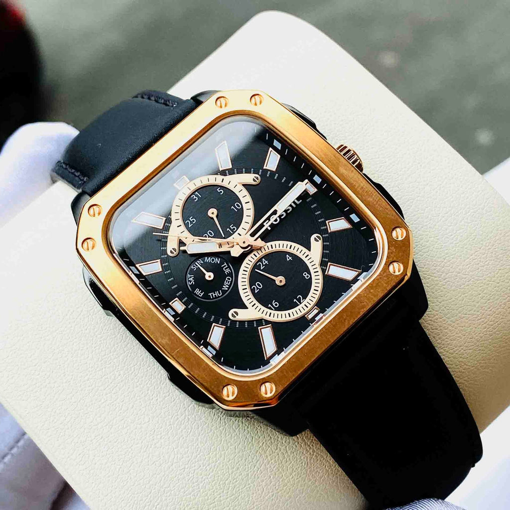 Fossil Multifunction Black Dial Black Leather Strap Watch for Men - BQ2654 Buy Now By Fossil