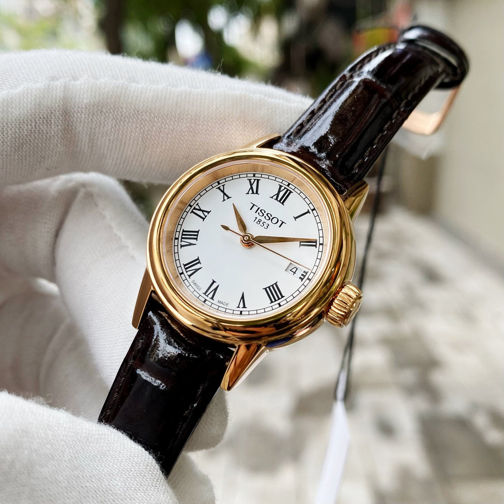Tissot T Classic Carson White Dial Brown Leather Strap Watch For Women - T085.207.36.013.00 Buy Now By Tissot