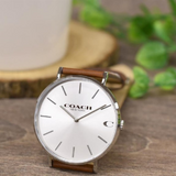 Coach Charles Silver Dial Brown Leather Strap Watch for Men - 14602152 Buy Now By Coach