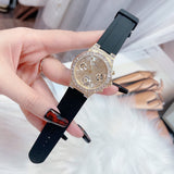 Guess Moonlight Crystals Silver Dial Black Silicone Strap Watch For Women - GW0257L1 Buy Now By Guess