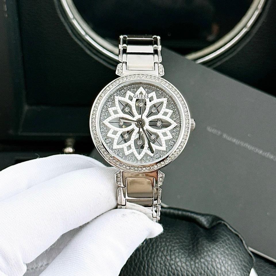 Guess Lily Quartz Silver Dial Silver Steel Strap Watch For Women - GW0528L1 Buy Now By Guess