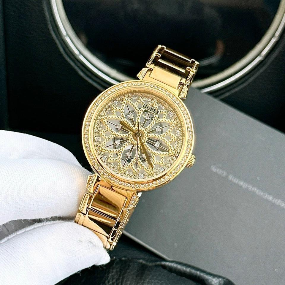 Guess Lily Quartz Gold Dial Gold Steel Strap Watch For Women - GW0528L2 Buy Now By Guess