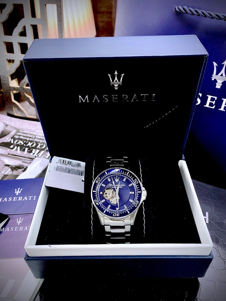 Maserati SFIDA Automatic Skeleton Blue Dial Silver Steel Strap Watch For Men - R8823140007 Buy Now By Maserati