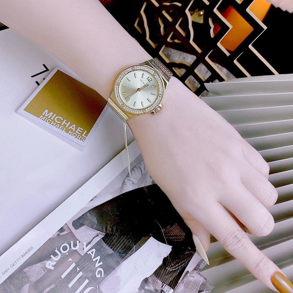 Michael Kors Lennox Three-Hand Gold Dial Gold Mesh Bracelet Watch For Women - MK7335 Buy Now By Michael Kors