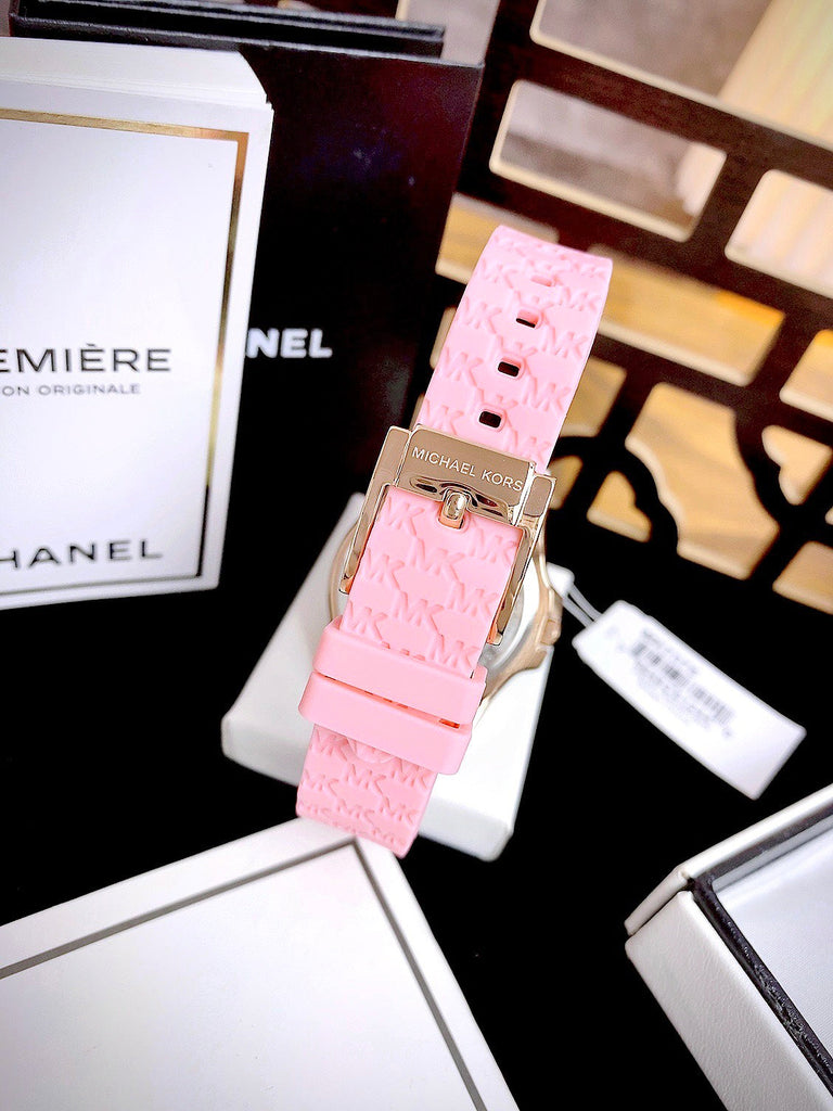 Michael Kors Mini Pilot Quartz Rose Gold Dial Pink Silicone Strap Watch For Women - MK7375 Buy Now By Michael Kors