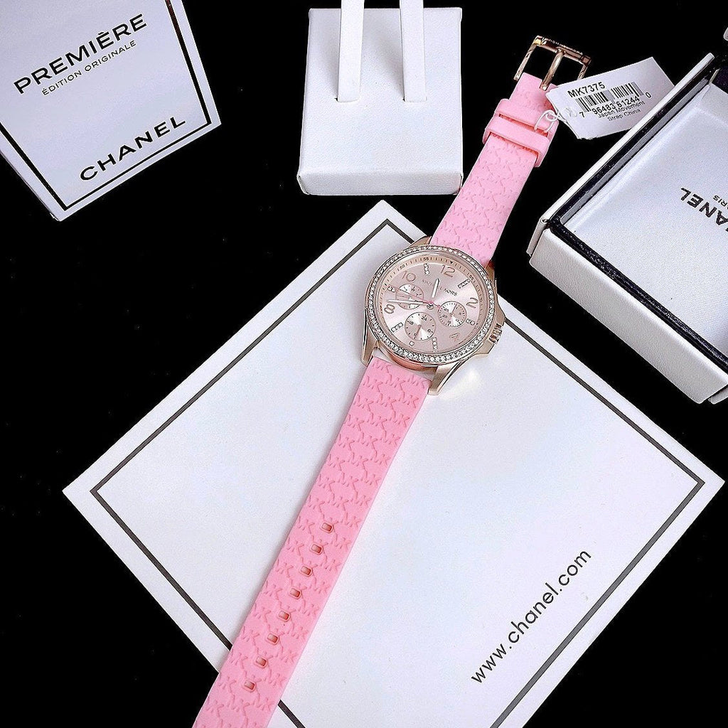Michael Kors Mini Pilot Quartz Rose Gold Dial Pink Silicone Strap Watch For Women - MK7375 Buy Now By Michael Kors