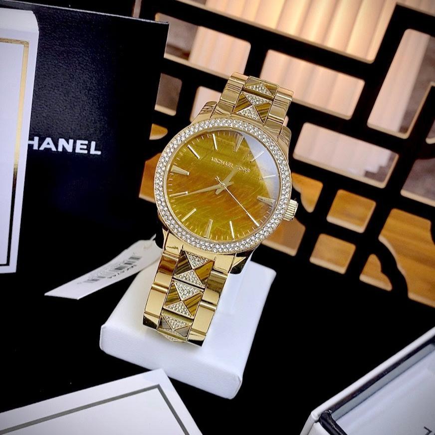 Michael Kors Runway Three Hand Brown Dial Two Tone Steel Strap Watch For Women - MK7389 Buy Now By Michael Kors