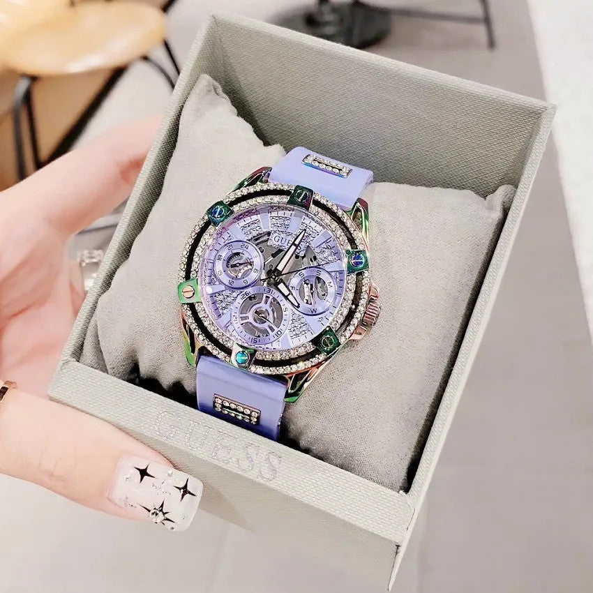 Guess Queen Quartz Purple Dial Purple Silicone Strap Watch For Women - GW0536L4 Buy Now By Guess