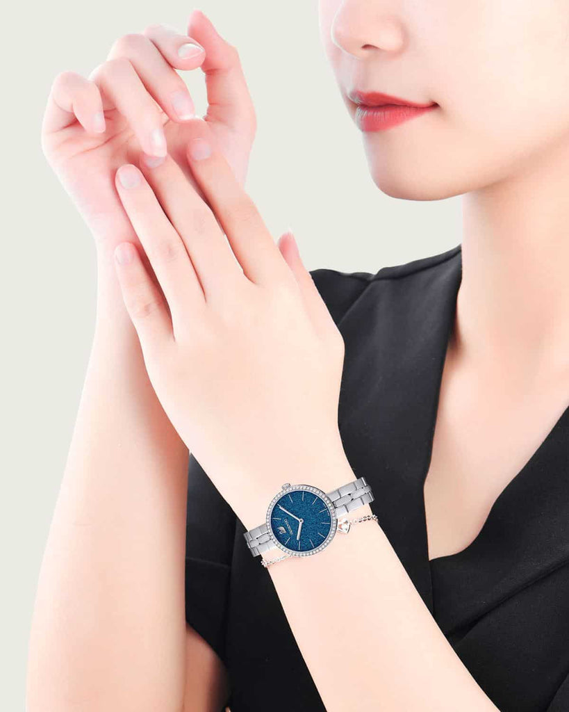 Swarovski Cosmopolitan Blue Dial Silver Steel Strap Watch for Women - 5517790 Buy Now By Swarovski