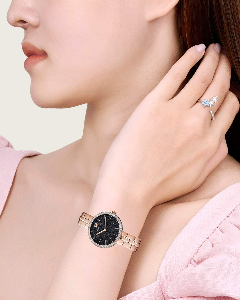 Swarovski Cosmopolitan Black Dial Rose Gold Steel Strap Watch for Women - 5517797 Buy Now By Swarovski