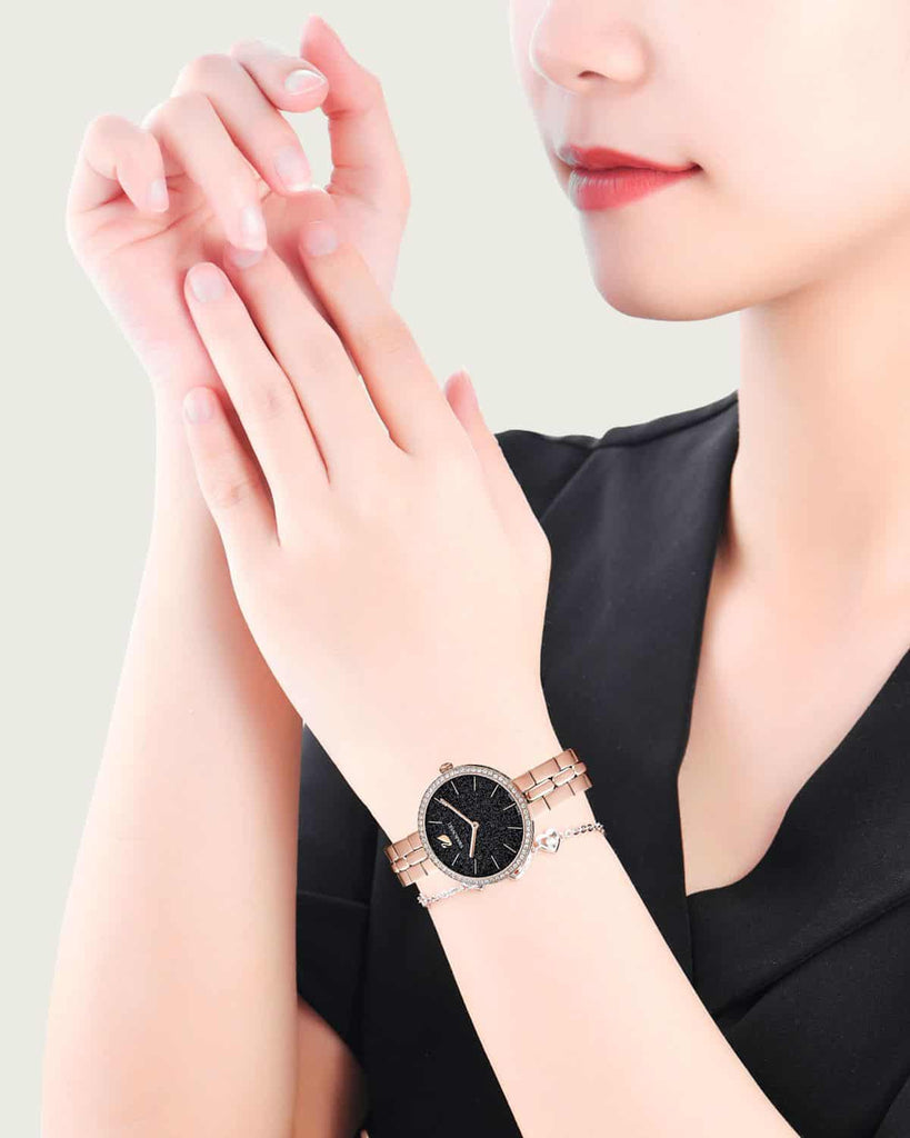 Swarovski Cosmopolitan Black Dial Rose Gold Steel Strap Watch for Women - 5517797 Buy Now By Swarovski