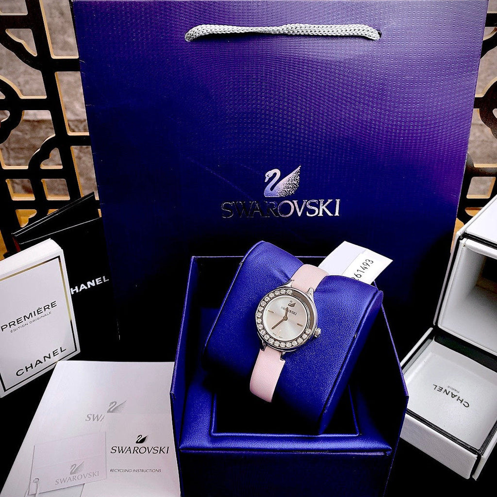 Swarovski Lovely Crystals Silver Dial Pink Leather Strap Watch for Women - 5261493 Buy Now By Swarovski