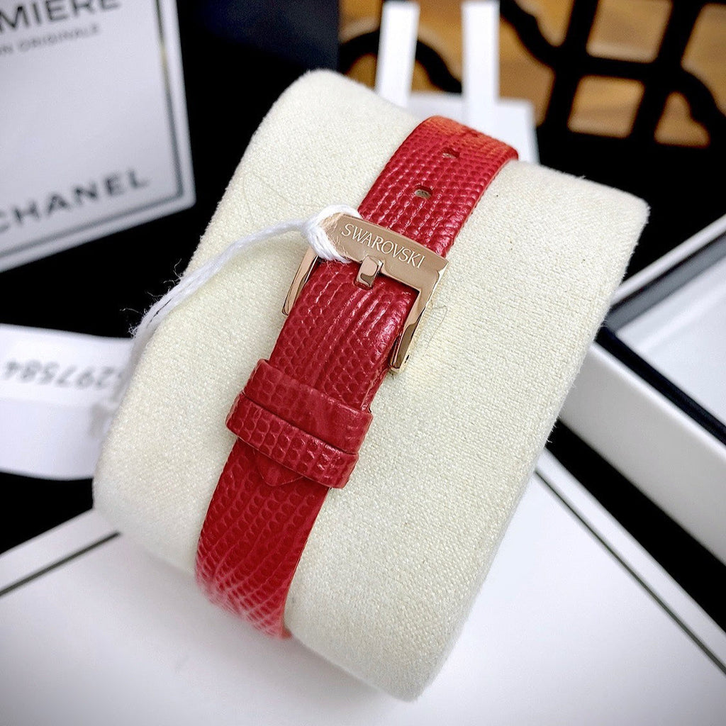 Swarovski Lovely Crystals Analog White Dial Red Leather Strap Watch for Women - 5297584 Buy Now By Swarovski
