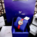 Swarovski Lovely Crystals Analog White Dial Red Leather Strap Watch for Women - 5297584 Buy Now By Swarovski
