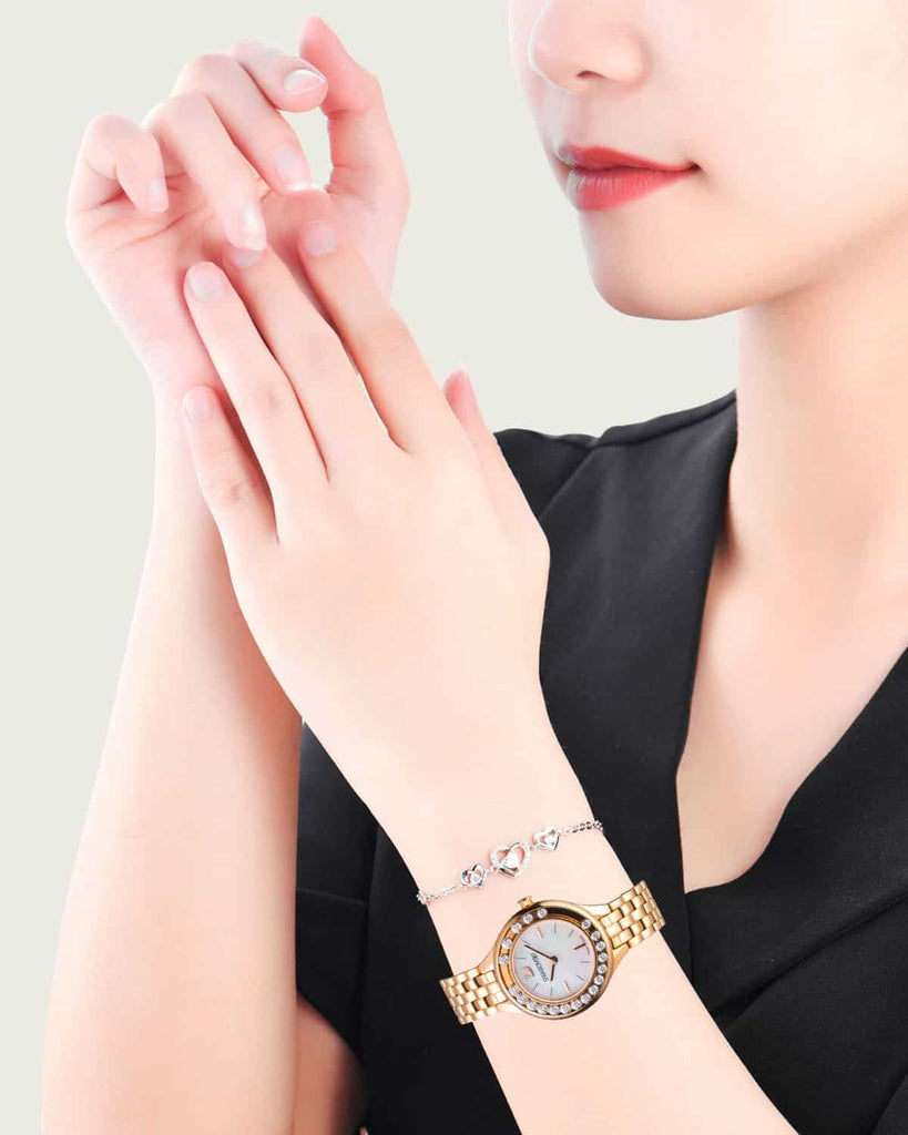 Swarovski Lovely Crystals Mother of Pearl Dial Rose Gold Steel Strap Watch for Women - 5261496 Buy Now By Swarovski